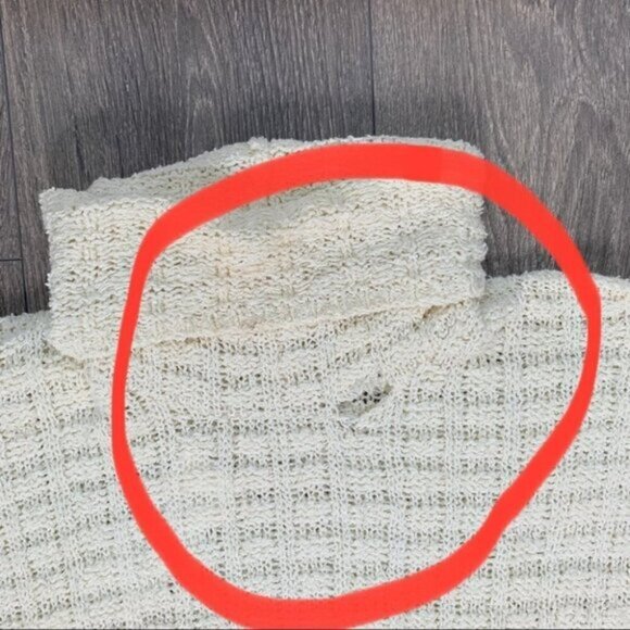 Eileen Fisher Organic Cotton Turtleneck  Sweater Waffle Knit Size Cream Pullover - Picture 10 of 16